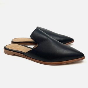 Madewell The Gemma Mules Flats In Black Leather Size 10
